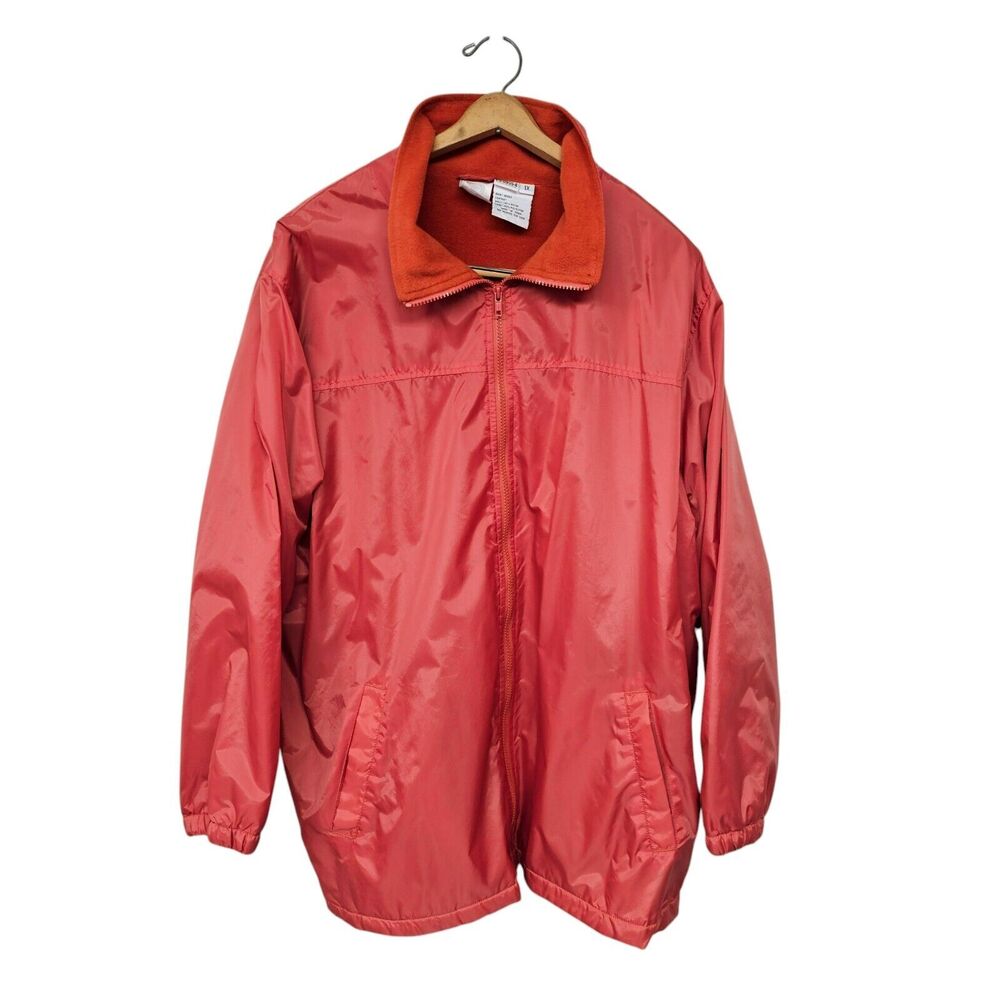 Roamans Jacket Womens 1X Pink Fleece Lined Comfort Full Zip Warm Cozy